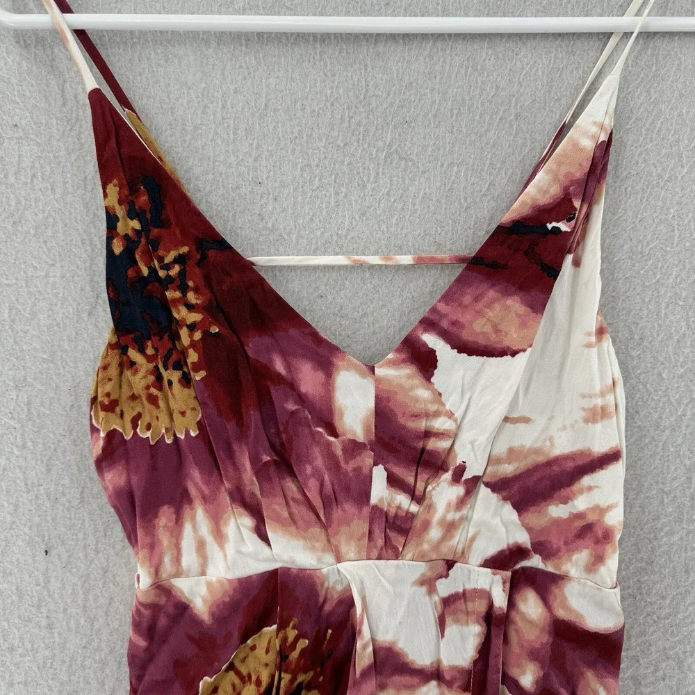 Free People Backless Dress Womens Size 0 High Low Floral Halter Front Slit Midi - Picture 3 of 10